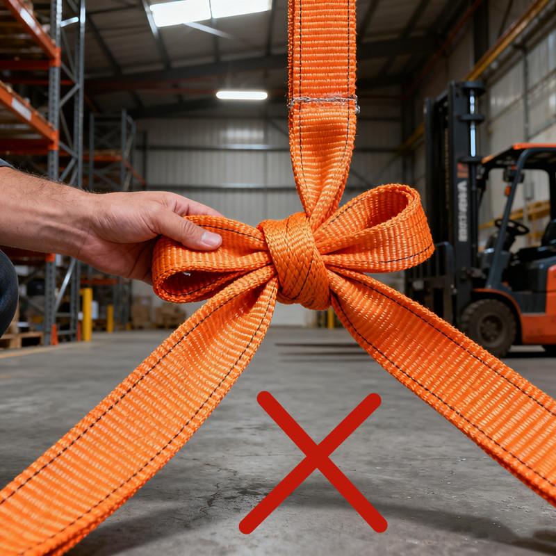 吊装带不能打结使用